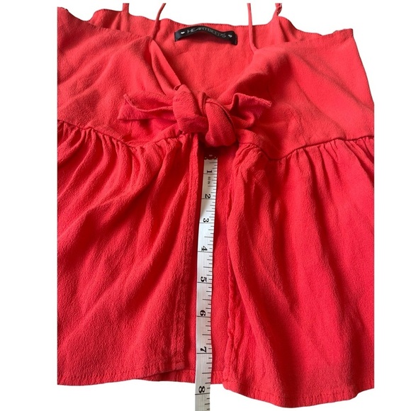 Heartbeeps Cherry Red Open Front Tie Bow Peplum Cami Tank Top - Medium - Picture 7 of 11
